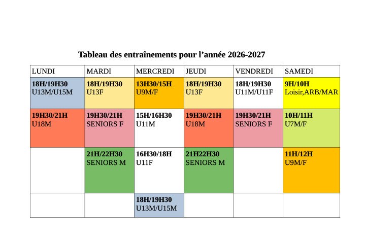 Bientôt la reprise!! Entrainements 2026/2027